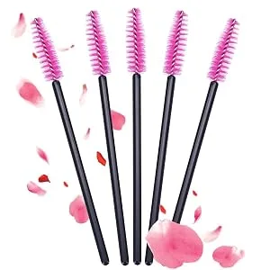 YIAGUN 50pcs Rose disposable mascara brush eye black stick eyebrow castor oil brush makeup tool (black) - product information 4