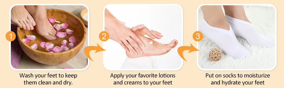 Dacitiery 3 Pairs Moisturizing Socks Overnight Thin Foot Spa Socks Cotton Moisture Enhancing Socks Cosmetic Moisturizing Socks for Dry Cracked Feet - product information 2