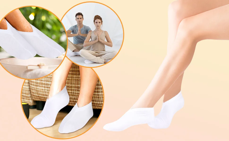 Dacitiery 3 Pairs Moisturizing Socks Overnight Thin Foot Spa Socks Cotton Moisture Enhancing Socks Cosmetic Moisturizing Socks for Dry Cracked Feet - product information 3