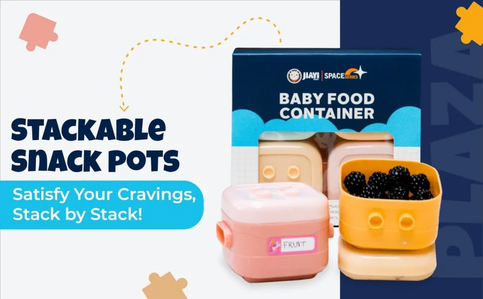 Stackable Snack Pots - Store & Wean Pots - Storage Pots with Soft Bases & Sides - Leakproof lids - Bright Colours - Stackable-snack-pots