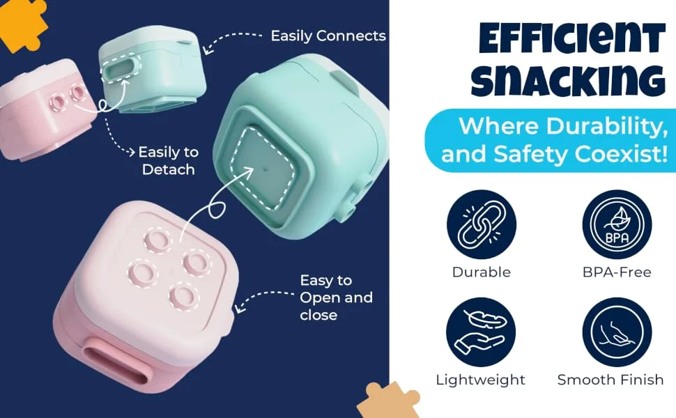 Stackable Snack Pots - Store & Wean Pots - Storage Pots with Soft Bases & Sides - Leakproof lids - Bright Colours - Stackable-snack-pots