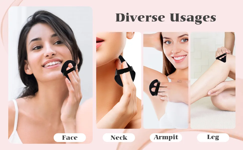 Sularpek Powder Puffs 6 pcs Triangle Makeup Puff with Strap Soft & Reusable Foundation Sponge Cosmetic Puff for Pressed Powder Dry Makeup Wet Makeup (Black) 6Black - product information 4