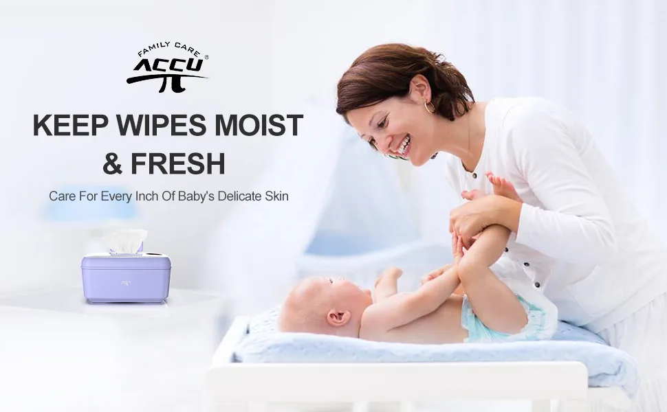 Baby Wet Wipes Warmer and Dispenser with USB Adapter & LCD Display Portable Infant Wet Tissue Storage Box Purple - product information 1