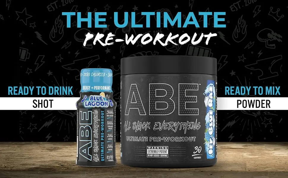 Applied Nutrition ABE Pre Workout Shot - All Black Everything Pre Workout Energy Shots Physical Performance with Citrulline Beta Alanine Caffeine (Box 12 Units x 60ml) (Fruit Candy) - ABE shot new A+ 1