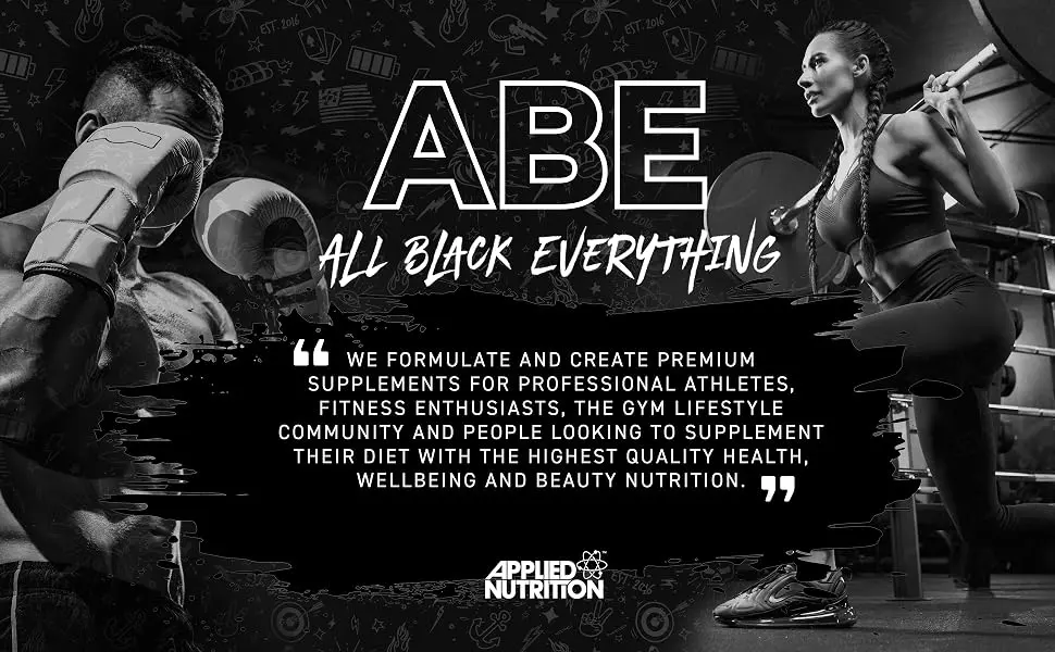 Applied Nutrition ABE Pre Workout Shot - All Black Everything Pre Workout Energy Shots Physical Performance with Citrulline Beta Alanine Caffeine (Box 12 Units x 60ml) (Fruit Candy) - Applied vision