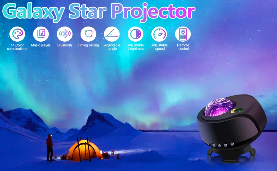 FLITI The Largest Coverage Area Galaxy Lights Projector 2.0 Star Projector with Changing Nebula and Galaxy Shapes Space Night Light Black - galaxy light projector