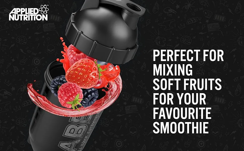 Applied Nutrition ABE Bullet Shaker - All Black Everything Protein Shaker Bottle 500ml Capsule Shaker Easy to Clean BPA Free (Black) - ABE Bullet A+3