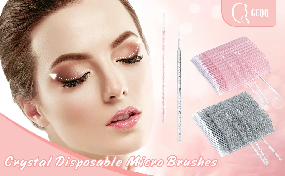 GCQQ 400Pcs Disposable Micro Brushes Lightweight Micro Applicator Brushes Crystal Black Micro Brushes Disposable Micro Lash Applicator for Cleanning or Make-up (Crystal Black) Crystal Black 400PCS - Micro Brush Applicator
