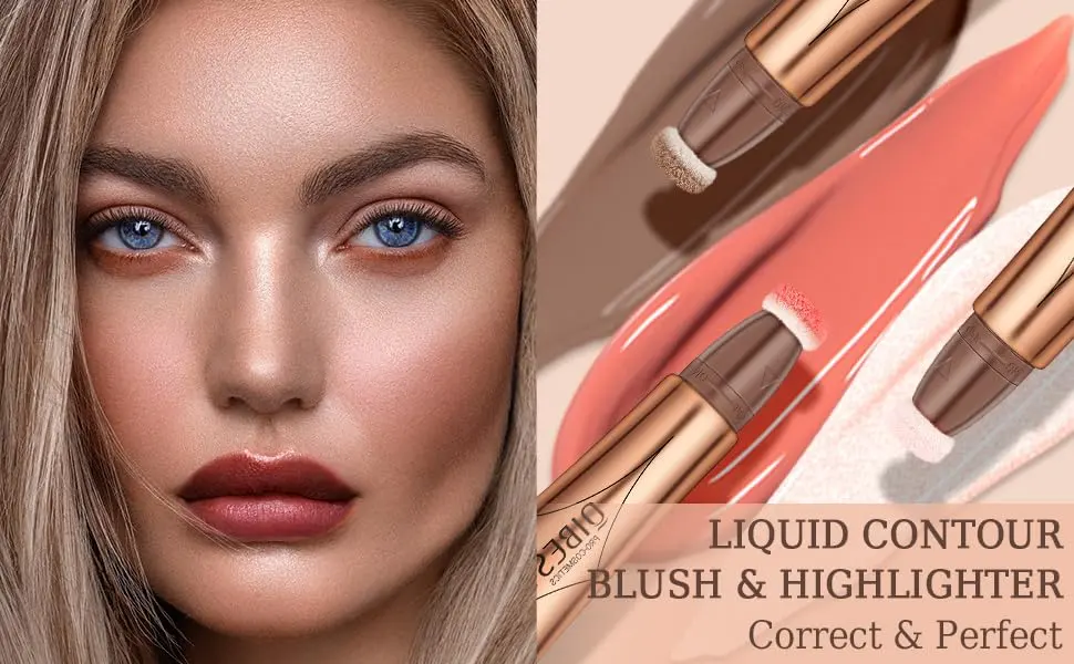 Go Ho Liquid Highlighter Wand Cream Highlighter Makeup Stick with Cushion Applicator Smooth Natural Finish Blendable Glowing Face Illuminator Makeup #05 Highlighter - Bronzer Rose #05 Bronzer Rose Highlighter Wand - Liquid contour