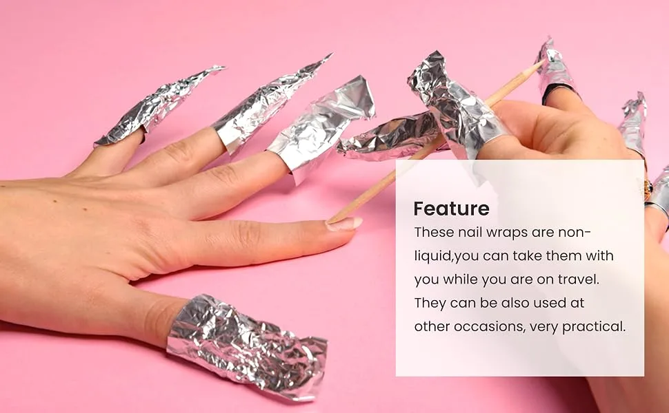 100 Pcs Nail Foil Wrap with Pre Attached Lint Free Cotton Pad to Remove the Gel Nail Polish Easily and Effectively at Home - foil nail wraps