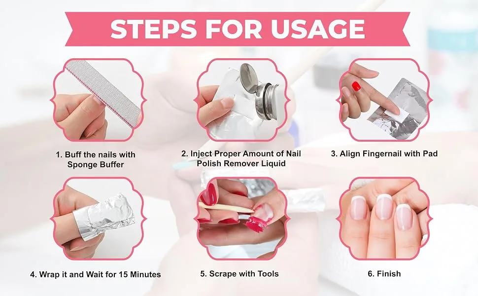 100 Pcs Nail Foil Wrap with Pre Attached Lint Free Cotton Pad to Remove the Gel Nail Polish Easily and Effectively at Home - Nail Foil Wraps
