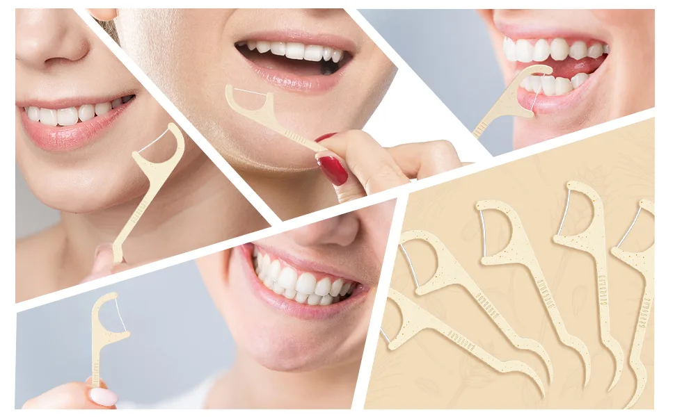 Dental Floss Sticks Floss Picks Dental Floss Toothpick Mint Natural Eco-Friendly Vegan Sustainable Dental Floss Teeth Stick(100 Picks) - product information 4