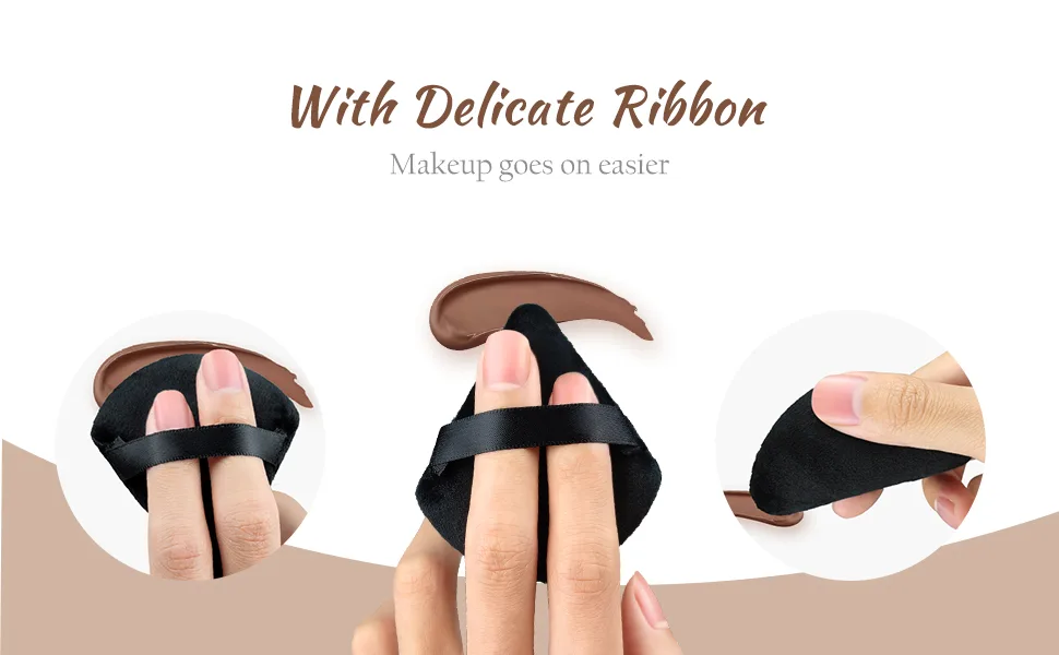 2 Pcs Triangle Makeup Powder Puff for Pressed Powder Soft Triangle Velour Powder Puff Reusable Triangle Velour Face Powder Puff for Loose Setting Powder Cosmetic Foundation Makeup Sponge (Black+Blue) - make up powder puff