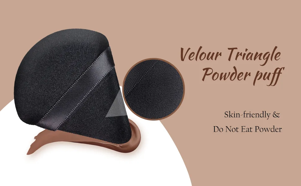 2 Pcs Triangle Makeup Powder Puff for Pressed Powder Soft Triangle Velour Powder Puff Reusable Triangle Velour Face Powder Puff for Loose Setting Powder Cosmetic Foundation Makeup Sponge (Black+Blue) - makeup powder puffs