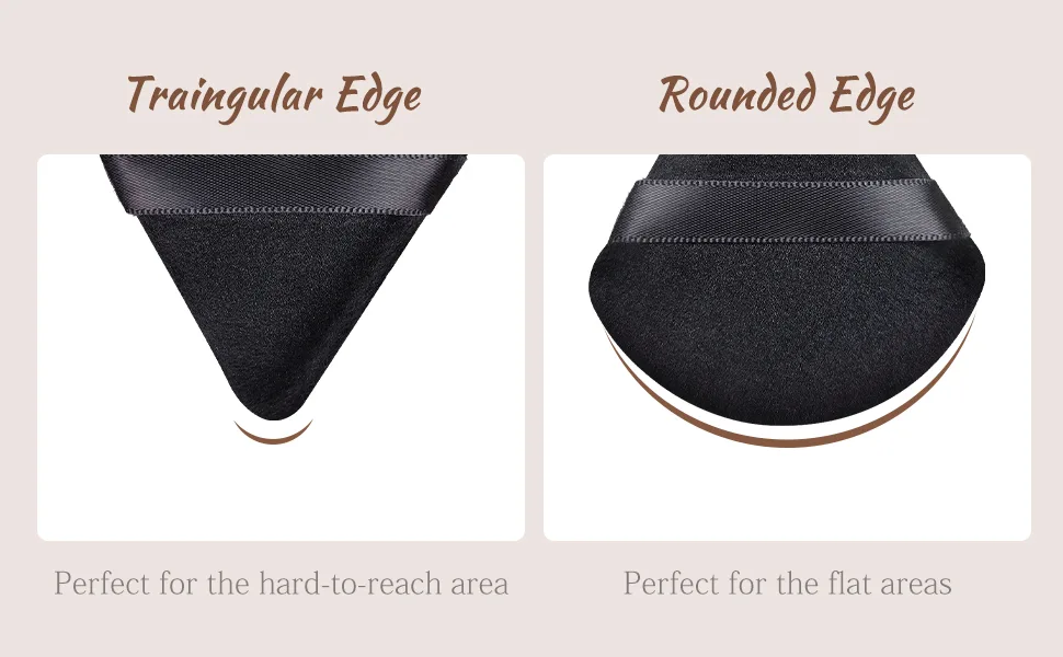 2 Pcs Triangle Makeup Powder Puff for Pressed Powder Soft Triangle Velour Powder Puff Reusable Triangle Velour Face Powder Puff for Loose Setting Powder Cosmetic Foundation Makeup Sponge (Black+Blue) - powder puff triangle