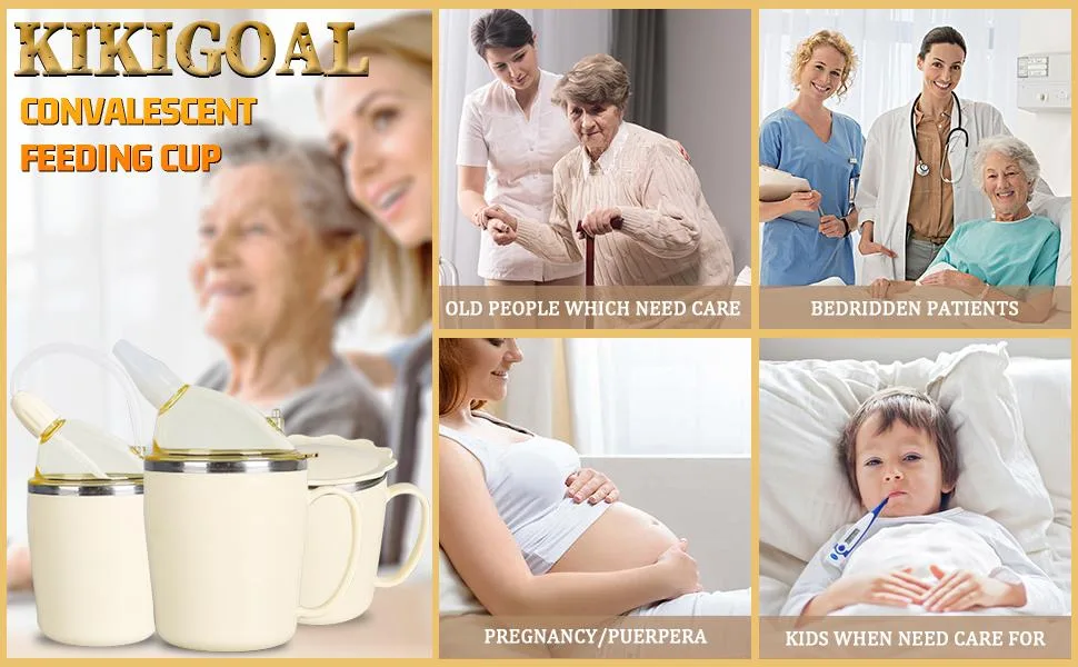 KIKIGOAL Convalescent Feeding Cup Drinking Cup with Straw for Disabled Patient Maternity Drink Water Porridge Soup Drinking Aids Wh - Convalescent Feeding Cup