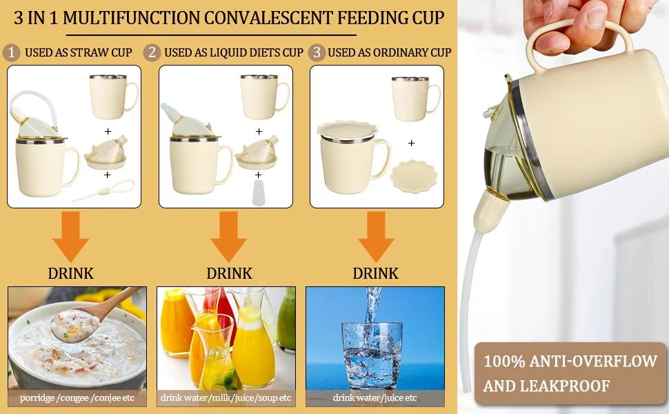 KIKIGOAL Convalescent Feeding Cup Drinking Cup with Straw for Disabled Patient Maternity Drink Water Porridge Soup Drinking Aids Wh - Convalescent Feeding Cup