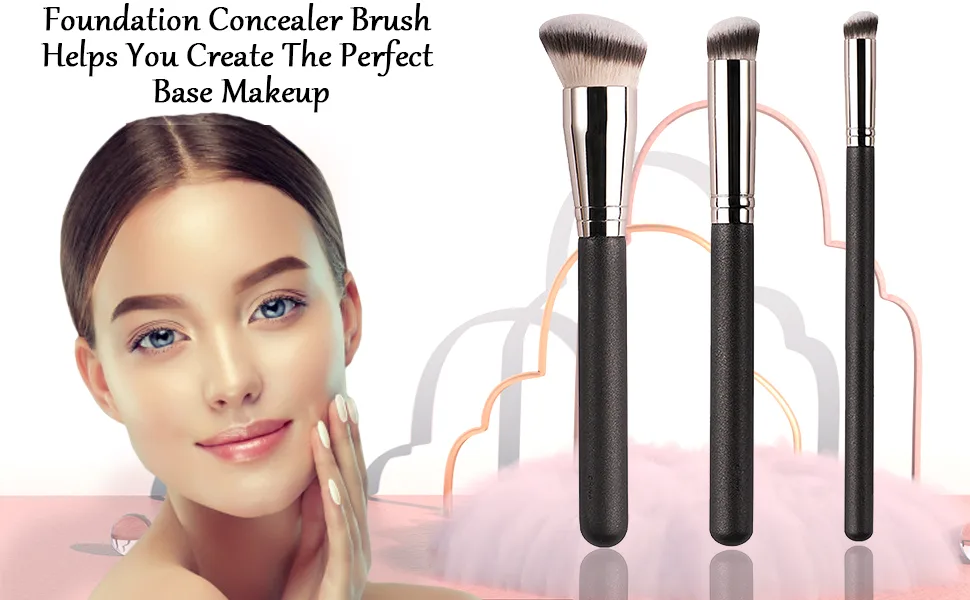 3 Pcs Makeup Brushes Foundation Brush Face Brush Concealer Brushs Make Up Brushes Kit Flawless for Blending Liquid Cream and Powder Buffing Stippling - product information 1