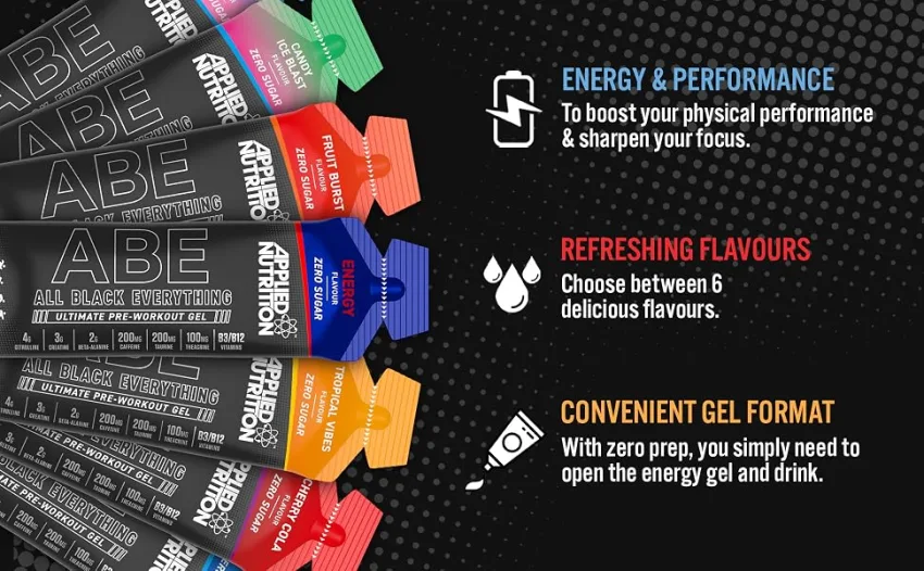Applied Nutrition ABE Pre Workout Gel - All Black Everything Pre Workout Gel Energy & Physical Performance with Citrulline Creatine Beta Alanine (20 x 60ml Gels) (Cherry Cola) - ABE Gel A+2