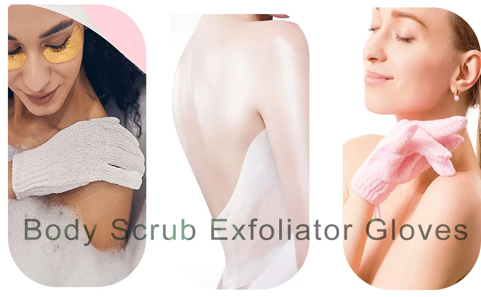 8 PCS ROTOPATA Deep Exfoliating Bath Gloves Mitt with Hanging Loop for Shower Spa Body Scrubs Dead Skin Cell Remover Bathing Accessories (8) - Exfoliating Gloves