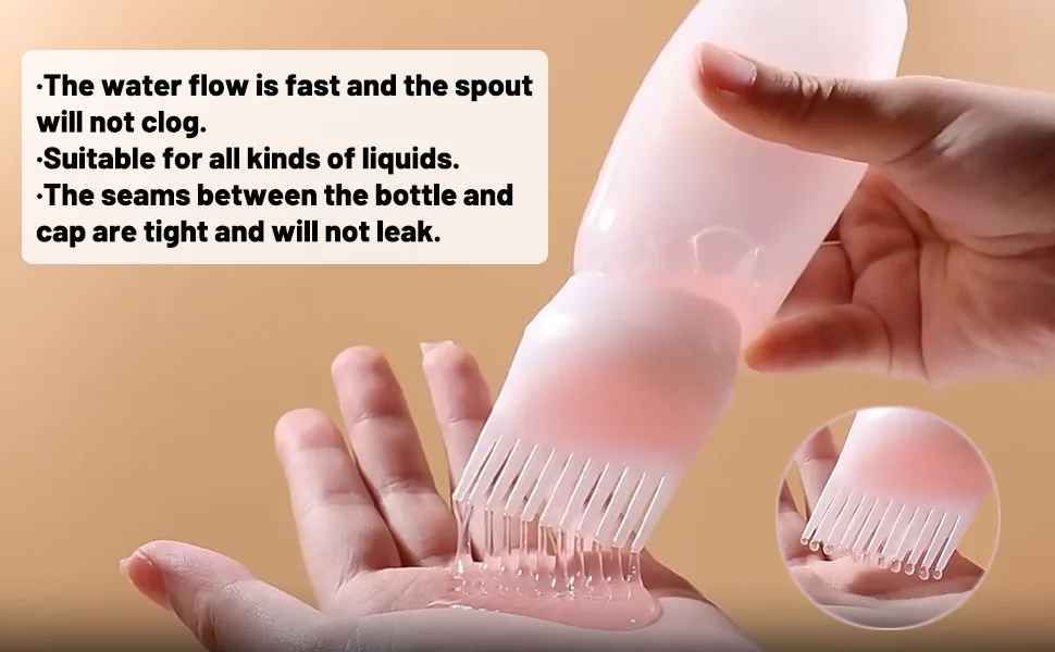 2PCS Hair Oil Applicator Bottle Root Comb Applicator Bottle Hair Dye Brush Bottle Squeeze Root Bottle for Hair with Graduated Scale (Pink) - hair dye bottle