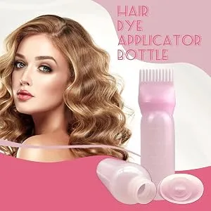 2PCS Hair Oil Applicator Bottle Root Comb Applicator Bottle Hair Dye Brush Bottle Squeeze Root Bottle for Hair with Graduated Scale (Pink) - hair dye bottle