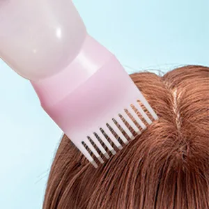 2PCS Hair Oil Applicator Bottle Root Comb Applicator Bottle Hair Dye Brush Bottle Squeeze Root Bottle for Hair with Graduated Scale (Pink) - hair dye bottle for home