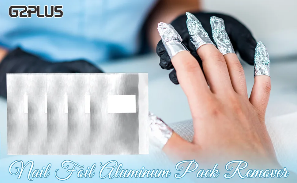 G2PLUS Gel Nail Remover Foils - 100PCS Nail Foil Removal Wraps - Nail Foils Wraps with Pad for Gel Nails Remover Silver - foil removal wraps with pads