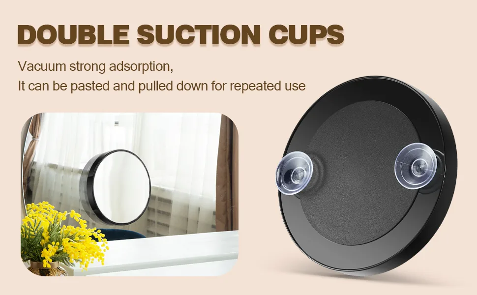 Macaki 20X Magnifying Mirror 8.8cm Magnified Makeup Mirror and Slant Tweezers with 2 Suction Cups Grey 1PCS Gray 20X - suction cup mirror