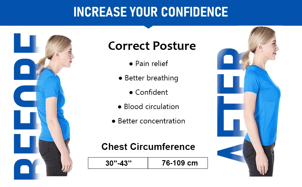 ACWOO Posture Corrector for Men & Women Adjustable & Breathable Upper Back Brace Adjustable Back Straightener Support for Neck Shoulders & Back Pain Relief Hunchback Correction - Posture Corrector