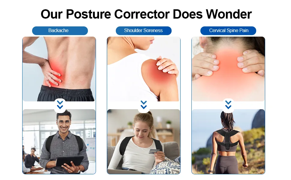 ACWOO Posture Corrector for Men & Women Adjustable & Breathable Upper Back Brace Adjustable Back Straightener Support for Neck Shoulders & Back Pain Relief Hunchback Correction - Posture Corrector