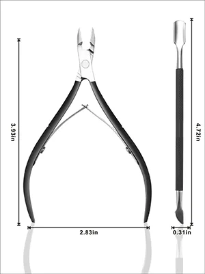 Cuticle Nipper with Cuticle Pusher-Professional Grade Stainless Steel Cuticle Remover & Cutter-Durable Manicure and Pedicure Tool (Black) - Pefei Cuticle Remover Tools