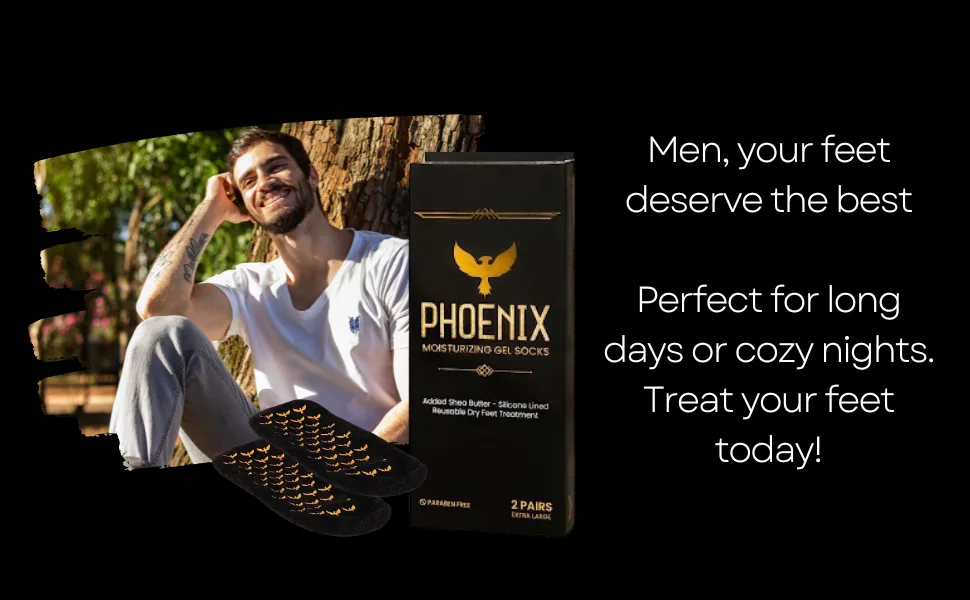 Moisturizing Gel Socks for Men and - Extra Large - 2 Pairs - with Shea Butter - Paraben Free - Reuseable Moisturizing Socks - Phoenix Foot Peel  - Moisturizing Gel Socks for Men