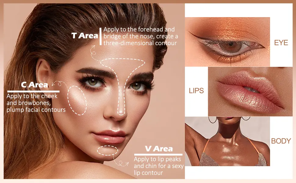 Erinde Liquid Highlighter Makeup Shimmer Cream Highlighter Natural Light Face Highlighter Brightening Liquid Highlight Face Body Glow Makeup Glow Drops Makeup Highlighter Makeup #4 Candlelight 1 count (Pack of 1) - face highlighter