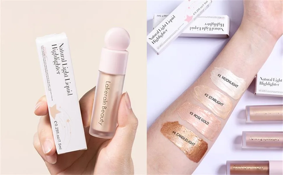 Erinde Liquid Highlighter Makeup Shimmer Cream Highlighter Natural Light Face Highlighter Brightening Liquid Highlight Face Body Glow Makeup Glow Drops Makeup Highlighter Makeup #3 Rose Gold 1 count (Pack of 1) - liquid highlighter makeup