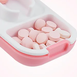 Opret Pill Cutter Pill Splitter with Blade for Small Pills Large Pills Cut in Half Quarter for Tablet Vitamin Medicine Pink - Medicine cutter pill box two in one One box for multiple uses, affordable and practical