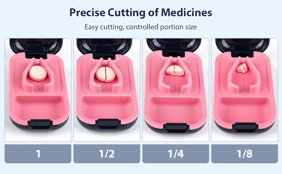 Opret Pill Cutter Pill Splitter with Blade for Small Pills Large Pills Cut in Half Quarter for Tablet Vitamin Medicine Blue - Easy cutting, controlled portion size