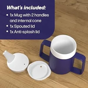 JFA Supplies 2 Handles 165ml Blue Adult Drinking Mug/Drinking Cup/Sippy Cup/Non Spill Cup - Components