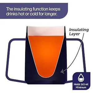 JFA Supplies 2 Handles 165ml Blue Adult Drinking Mug/Drinking Cup/Sippy Cup/Non Spill Cup - Insulating function