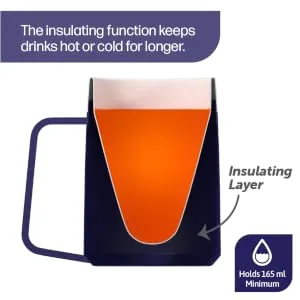 JFA Supplies 1 Handle 165ml Blue Adult Drinking Mug/Drinking Cup/Sippy Cup/Non Spill Cup - Innovative Internal Cone Technology