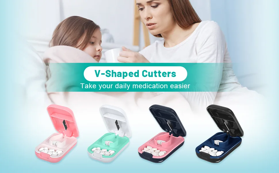 Minicoco Pill Cutter Pill Splitter Pill Crusher Tablet Cutter for Small or Large Pills V-Shaped Cutters Cutss in Half for Tablet Vitamin Medicine (Black) - Pill Cutter Pill Splitter Pill Crusher Tablet Cutter for Small or Large Pills, V-shaped Cutters