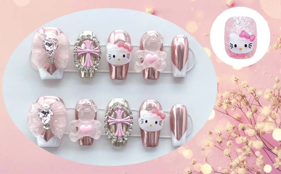 77 Pcs Nail Charms Hello Kitty Nail Charms 3D Nail Charms Nail Decorations for Nail Art(Style 1) Style 1 Style 1 - 3d Nail Charms