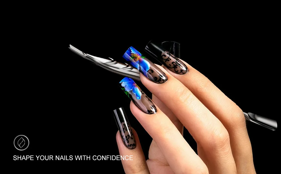 FERYES Cuticle Pusher with Fork 2-in-1 Cuticle Trimmer Nail Care Tool Stainless Steel Cuticle Remover Tool for Manicures and Pedicures - Silver - cuticle trimmers