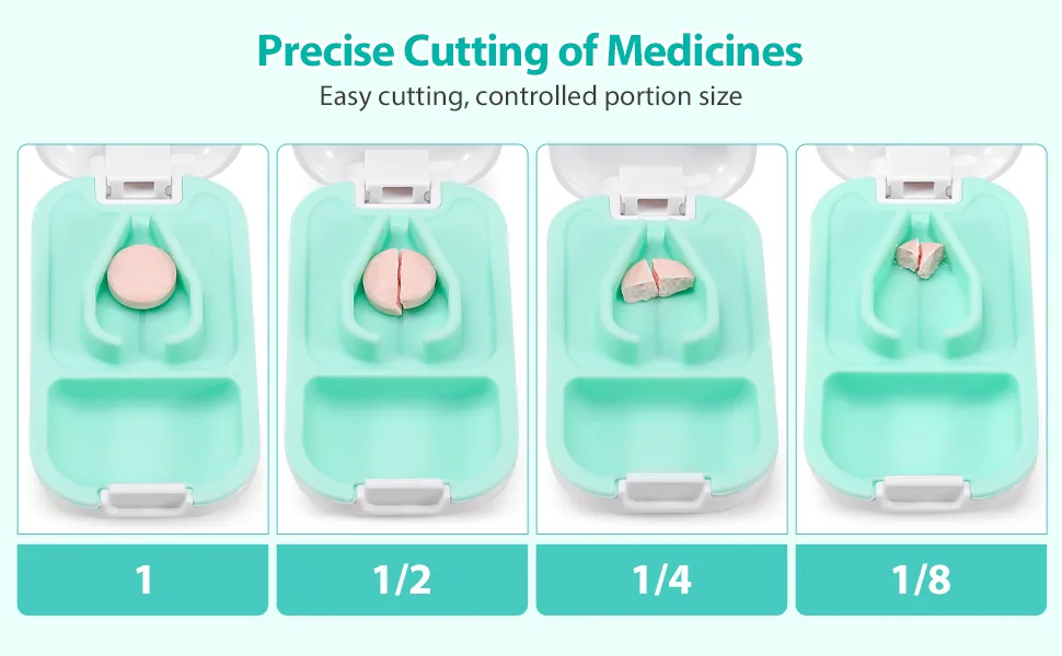 Opret Pill Cutter Pill Splitter with Blade for Small Pills Large Pills Cut in Half Quarter for Tablet Vitamin Medicine (White) - Easy cutting, controlled portion size