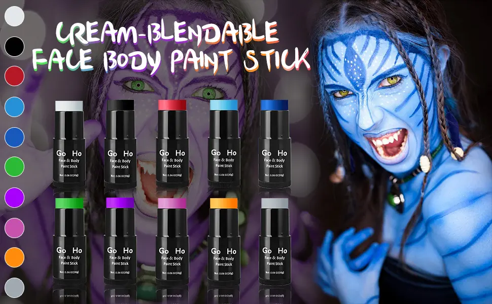 Go Ho Cream Grey Blendable Stick(1.06 OZ) Gray Face Body Paint Stick Oil Professional Face Foundation for Halloween SFX Makeup Light Grey Face Paint Stick - face paint stick