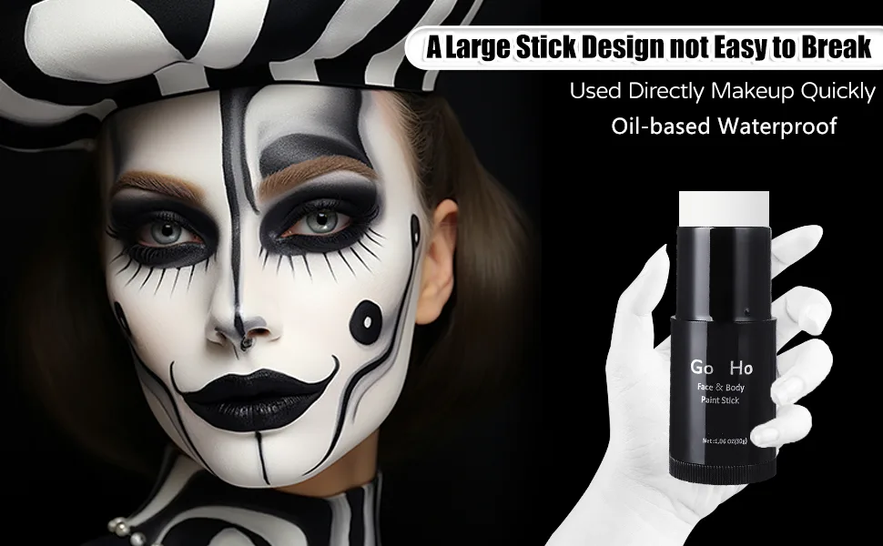 Go Ho Cream Grey Blendable Stick(1.06 OZ) Gray Face Body Paint Stick Oil Professional Face Foundation for Halloween SFX Makeup Light Grey Face Paint Stick - white face paint