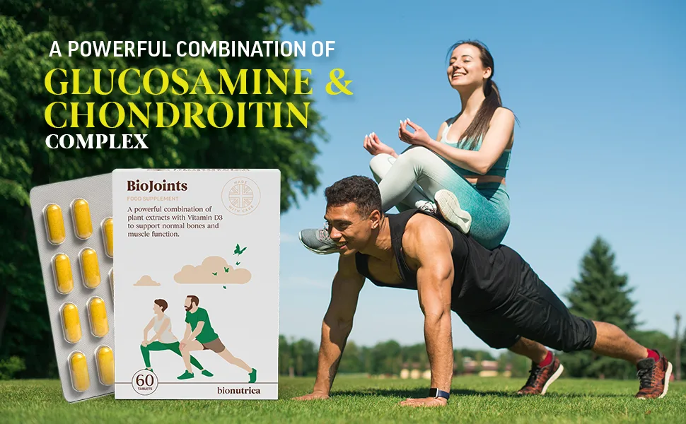 BioJoints- Bone & Joint Support Supplement-Enhance Mobility & Flexibility | Glucosamine & Chondroitin Complex Hyaluronic Acid Boswellia Turmeric Powder Vitamin D3-GMP Certified-60 Tablets - BioJoints