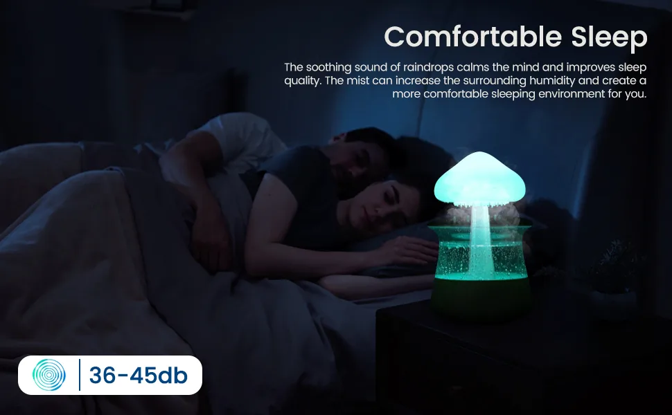 Rain Cloud Humidifier 3 in 1 Raincloud Humidifier/Essential Oil Diffuser/7 Colors Night Light Bedside Cute Raining Drop Sounds for Sleeping Aromatherapy Essential Oil Diffuser for Bedroom (White) - product information 4
