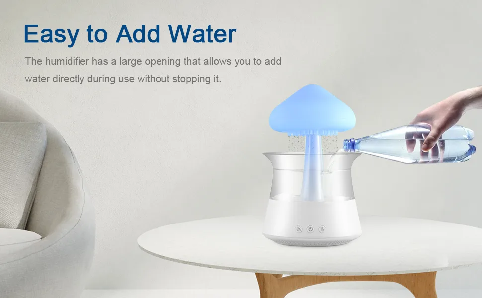 Rain Cloud Humidifier 3 in 1 Raincloud Humidifier/Essential Oil Diffuser/7 Colors Night Light Bedside Cute Raining Drop Sounds for Sleeping Aromatherapy Essential Oil Diffuser for Bedroom (White) - product information 8