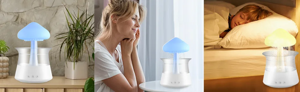 Rain Cloud Humidifier 3 in 1 Raincloud Humidifier/Essential Oil Diffuser/7 Colors Night Light Bedside Cute Raining Drop Sounds for Sleeping Aromatherapy Essential Oil Diffuser for Bedroom (White) - product information 9